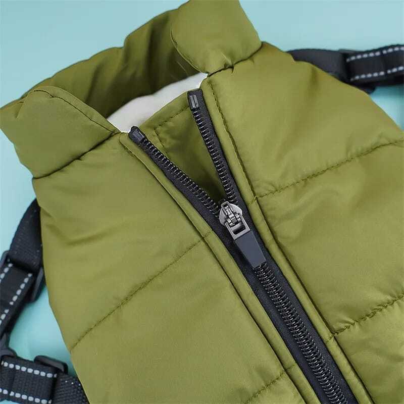 wasserdichter hundemantel wintermantel (fleece) Grüner Hundemantel mit Reißverschluss