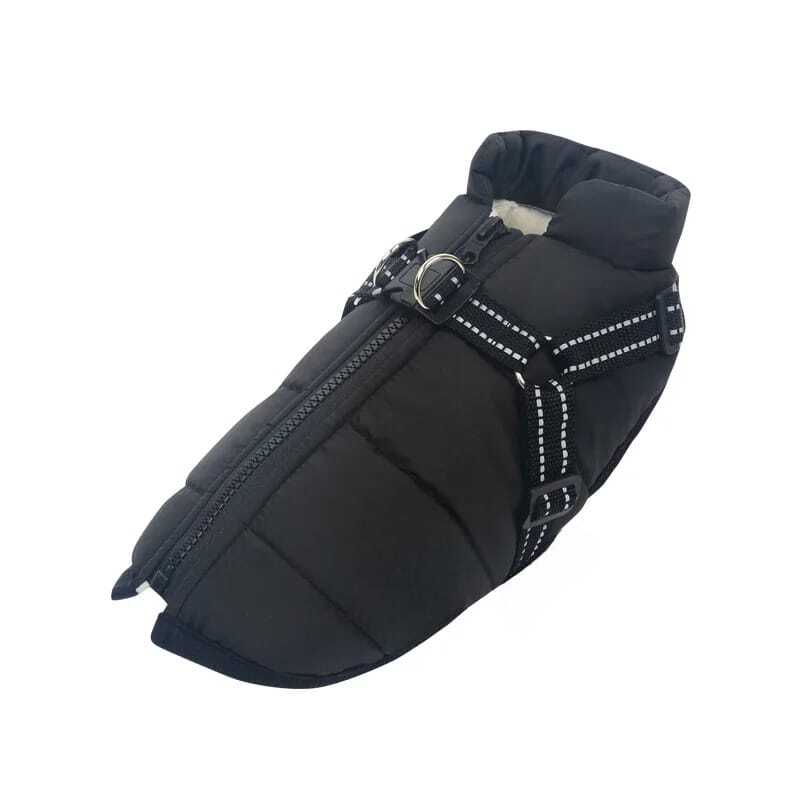 wasserdichter hundemantel wintermantel (fleece) Schwarzer Hundemantel mit Gurt