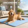 Hund liegt entspannt auf selbstkühlender Kühlmatte – angenehme Kühle ohne Strom