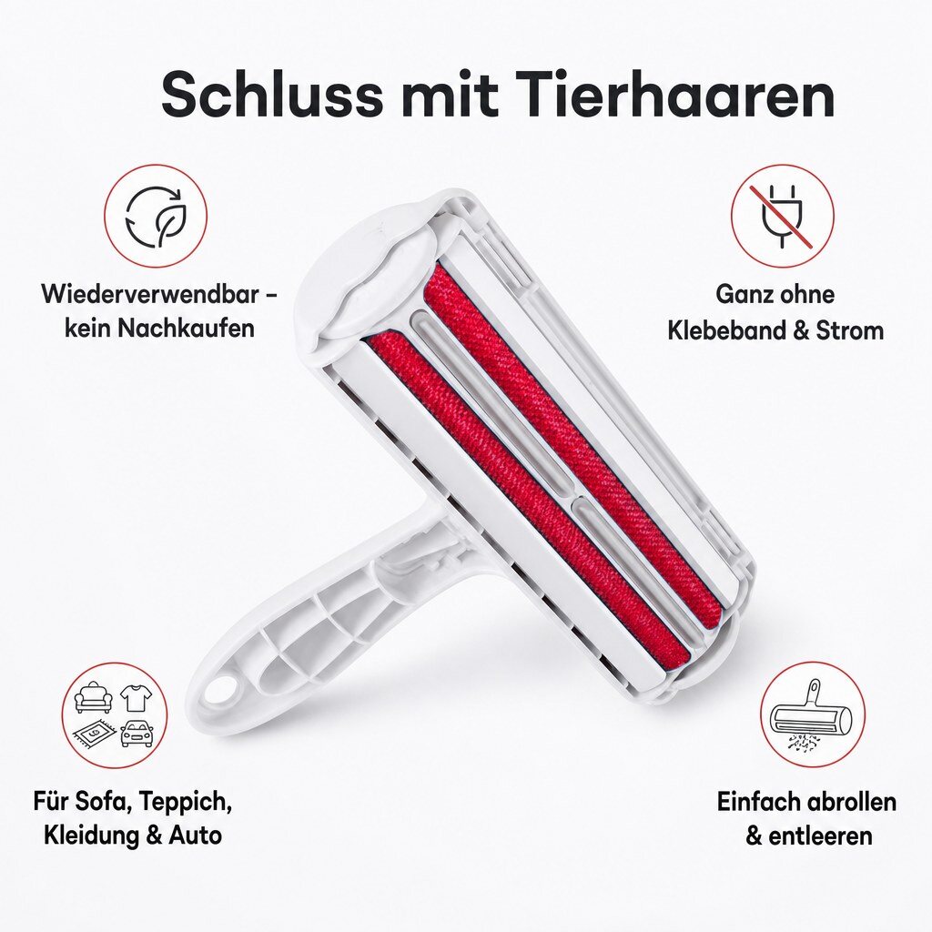 magischer tierhaarroller für möbel & teppiche Vorteile: wiederverwendbar, ohne Klebeband, für Sofa Teppich Kleidung Auto