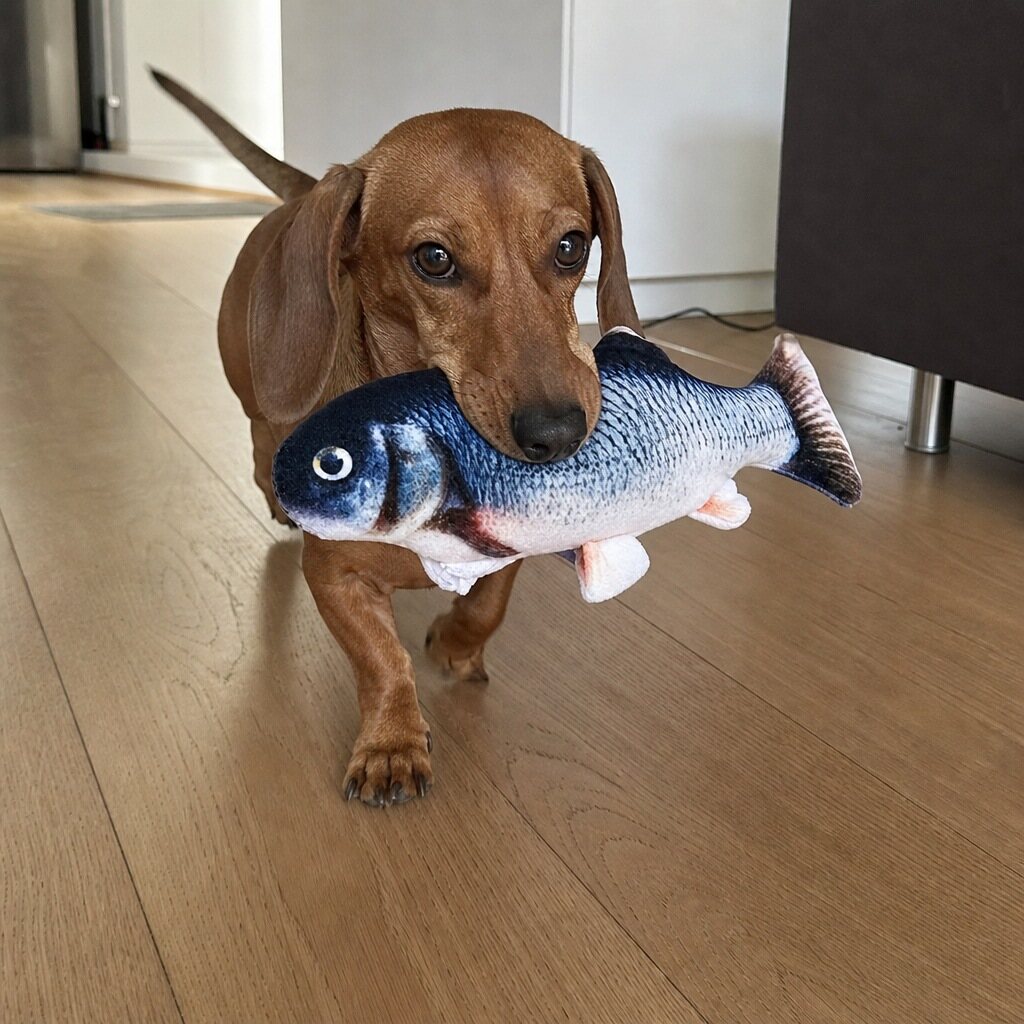 zappelfisch dackel Zappel Fisch - Interaktives Hundespielzeug – Bild 4