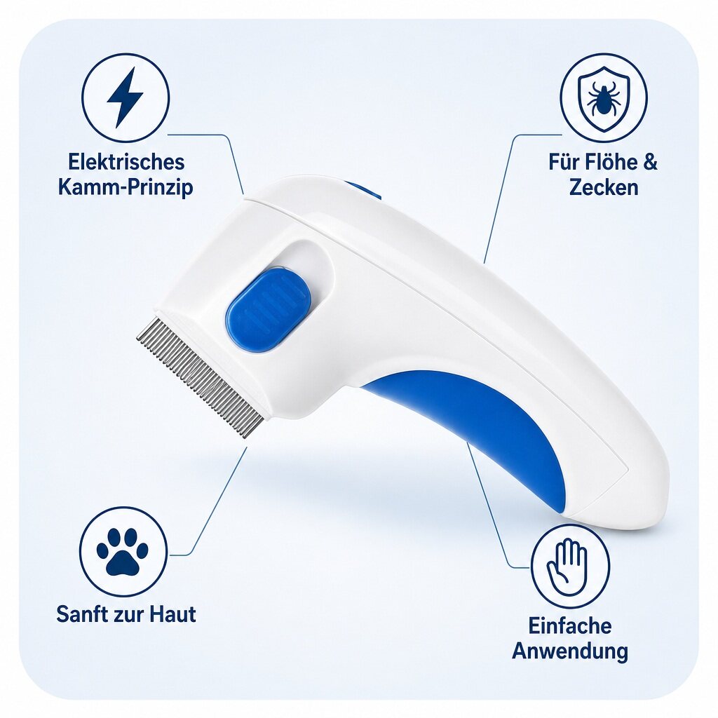 zeckenkamm detail neu Elektrischer Floh- und Zeckenkamm für Hunde – Bild 2