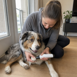 Australian Shepherd Krallenpflege mit elektrischem Krallenschleifer