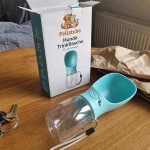 Fellstube Hunde Trinkflasche frisch ausgepackt mit Verpackung