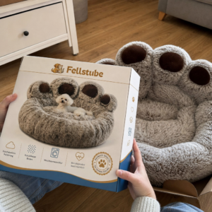 Fellstube Pfoten-Hundebett Verpackung ausgepackt
